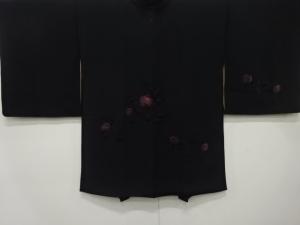 花模様　刺繍　一つ紋　長絵羽織